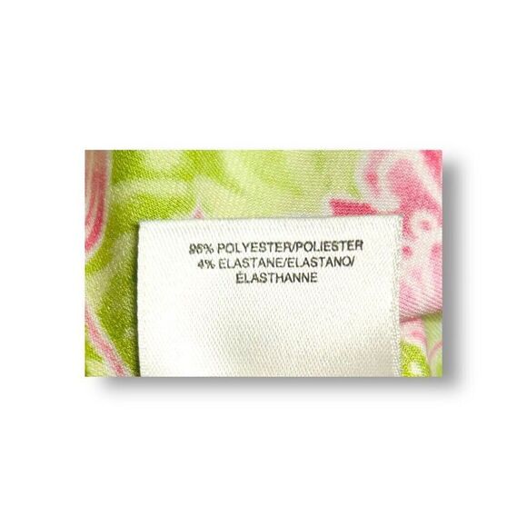 Pappagallo Pink Green Floral Mini Dress Ruffle Sleeve Vacation Resort Size Large - Picture 5 of 8